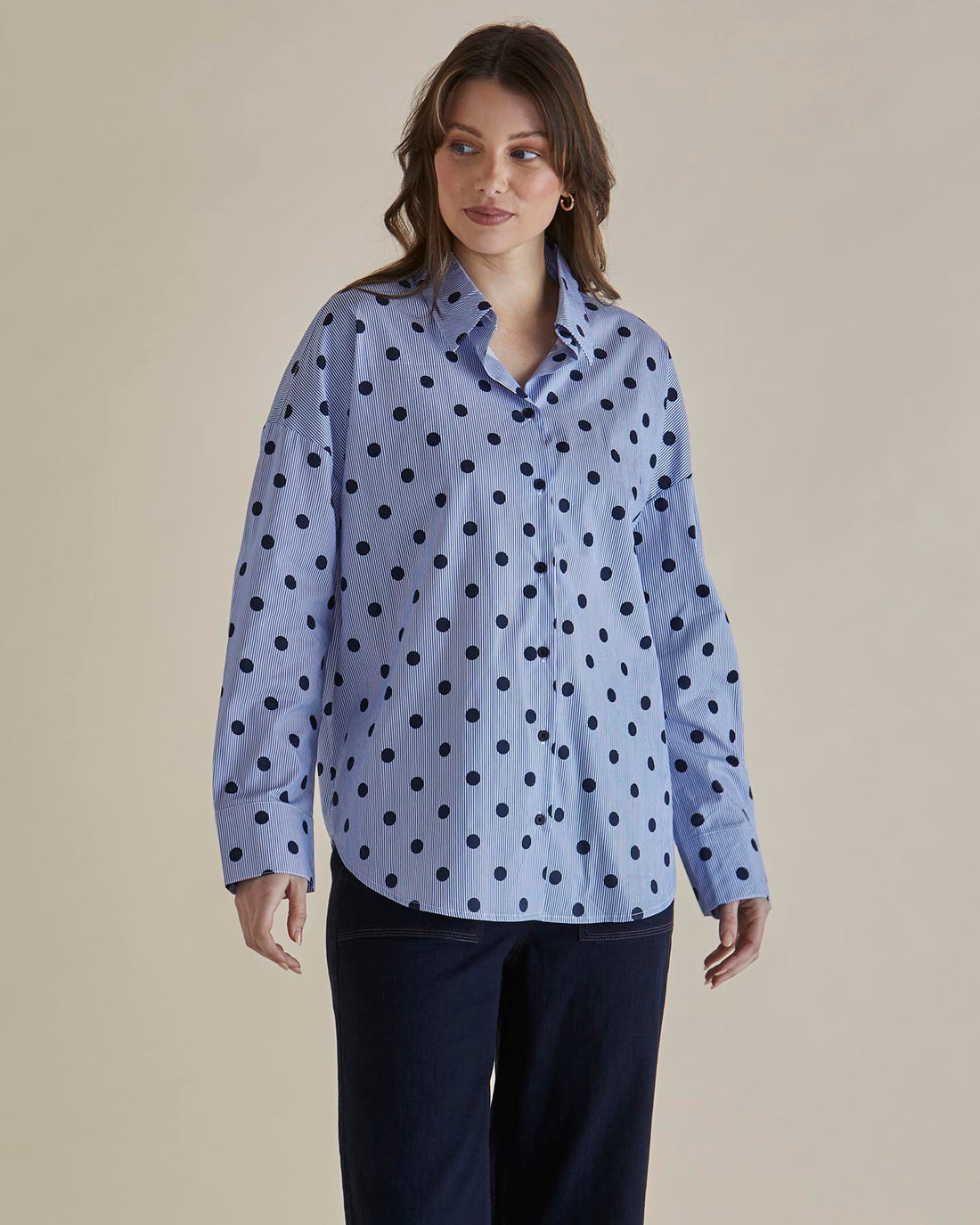 Sage Shirt polka dot stripe