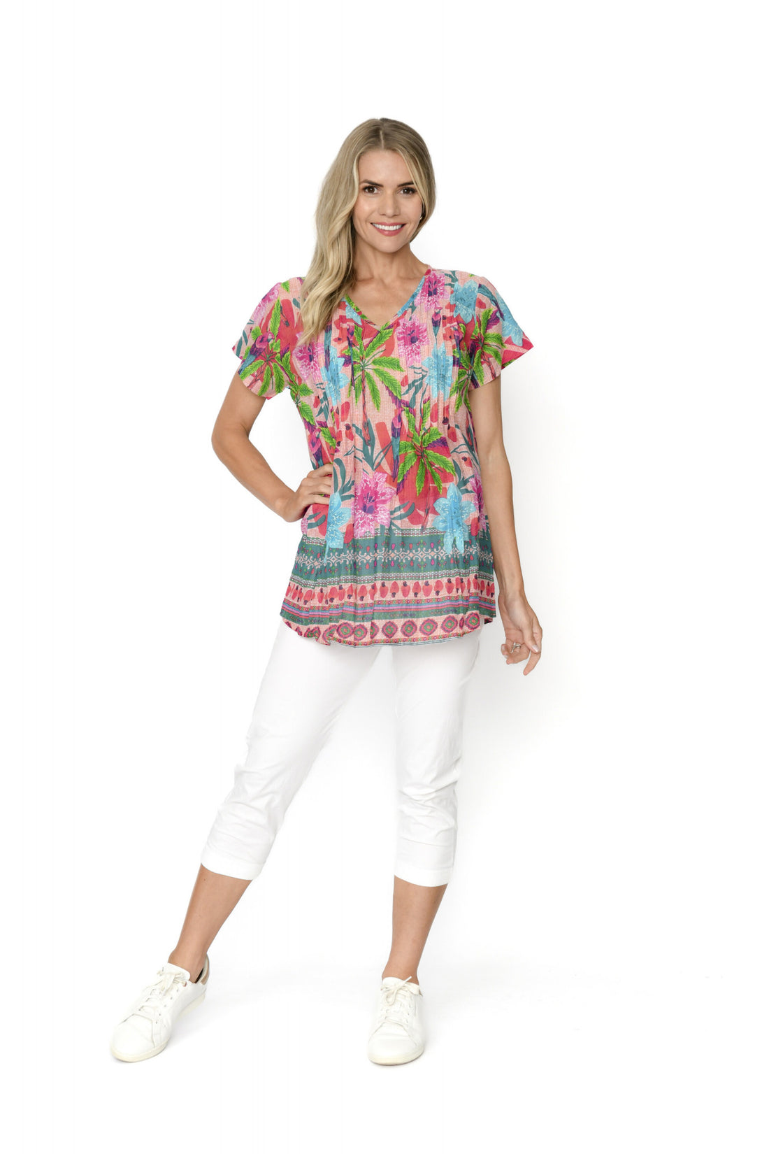 Kayla cotton blouse (Palm Parrot)