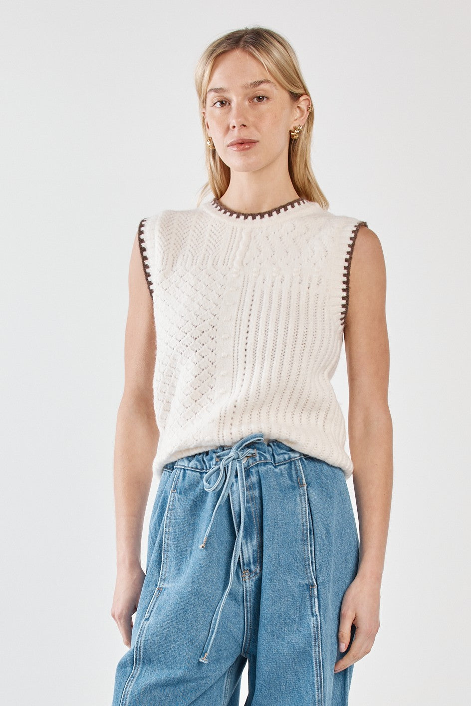 Tonia Knit Vest cream/mushroom