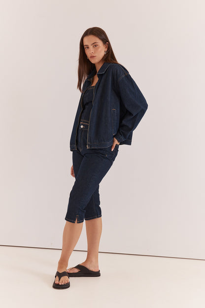 Lela Denim Pedal Pushers - navy