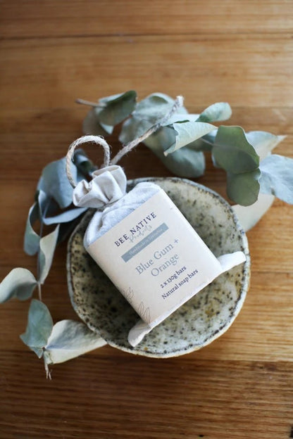 Cotton gift bag 2 x Blue Gum and Orange