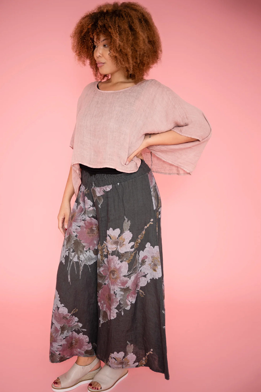 Taziano Linen Culotte - Grey