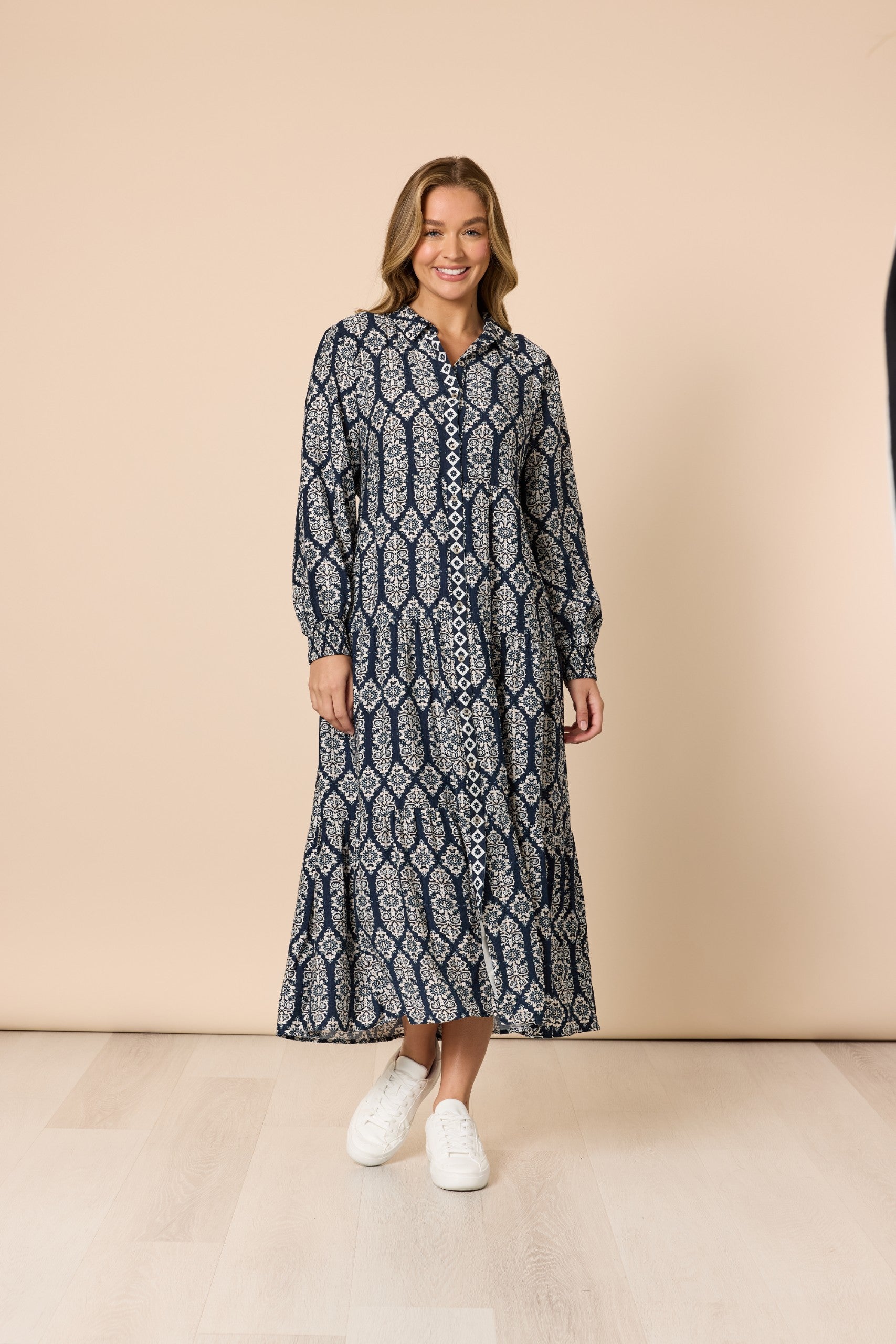 Lola Print Dress Navy/White