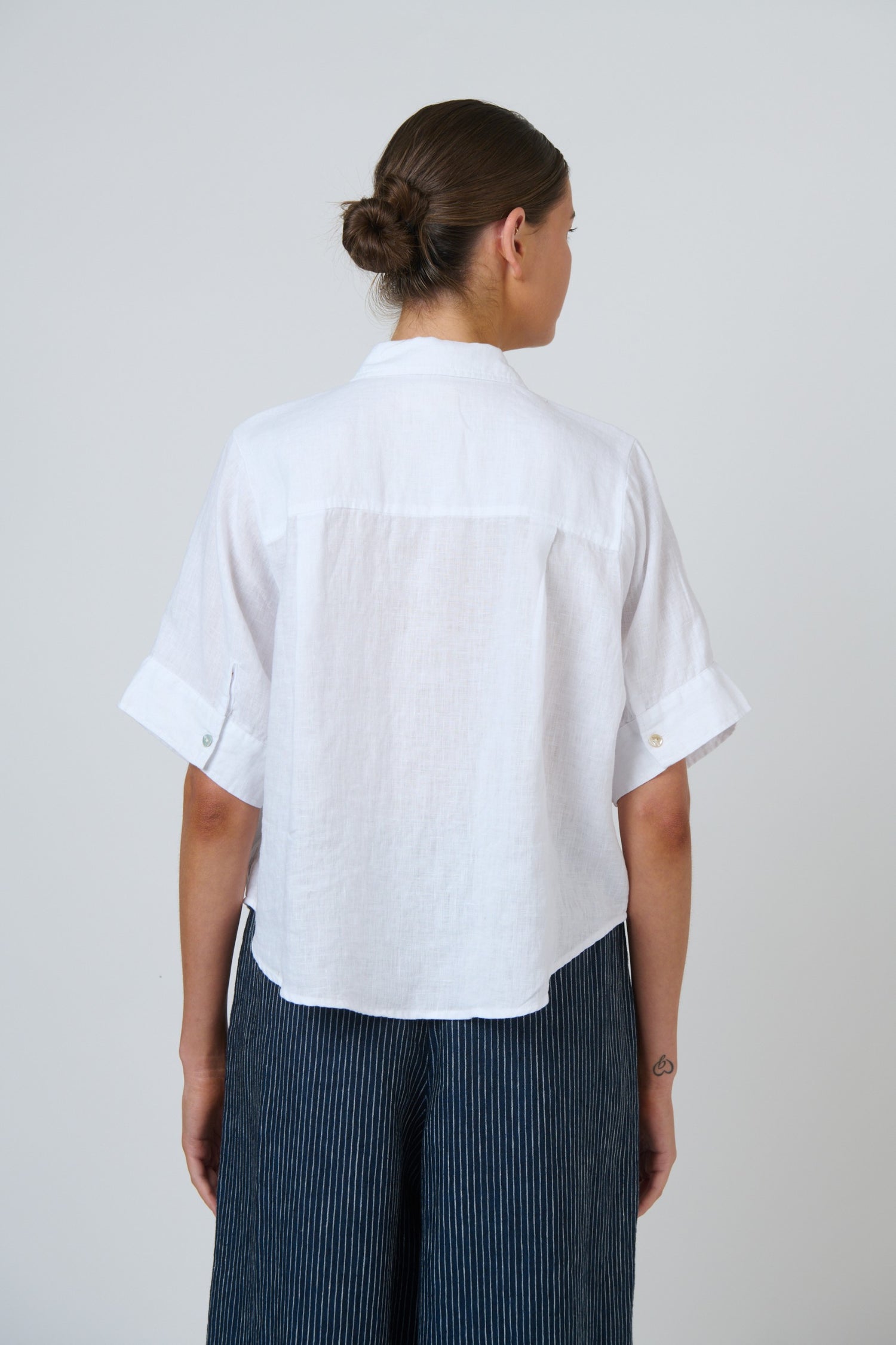 Evie linen top - white
