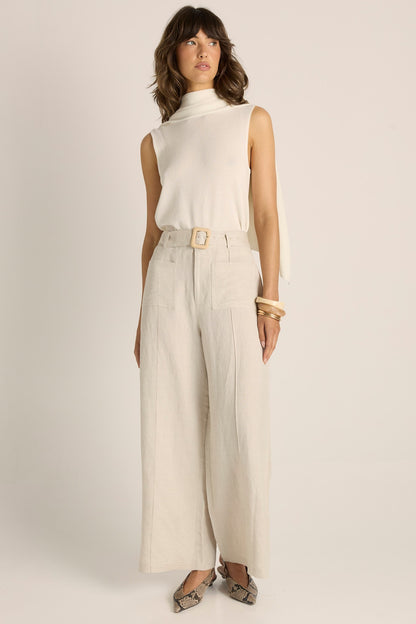 Remi Raffia Pant - flax
