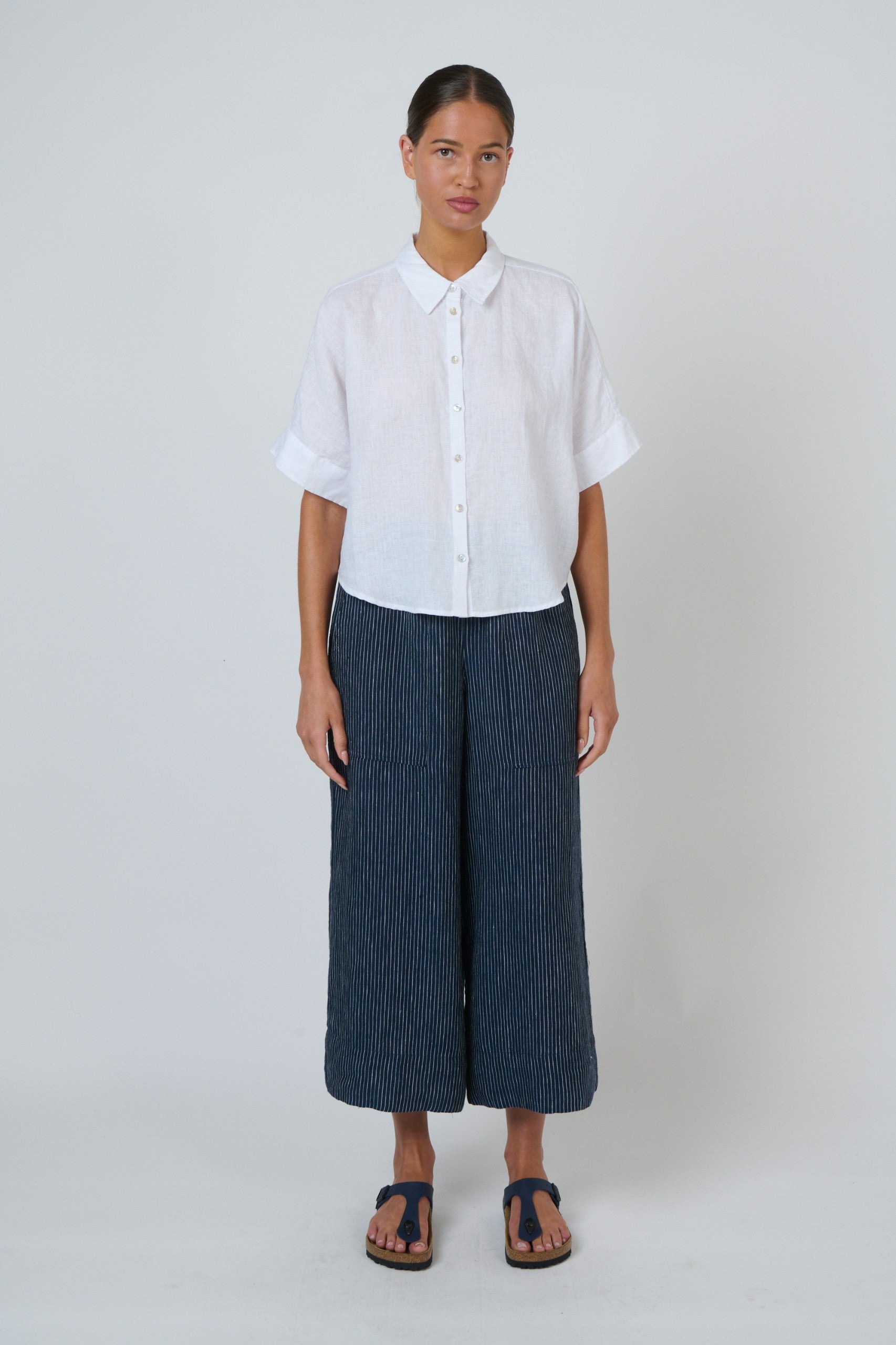 Evie linen top - white