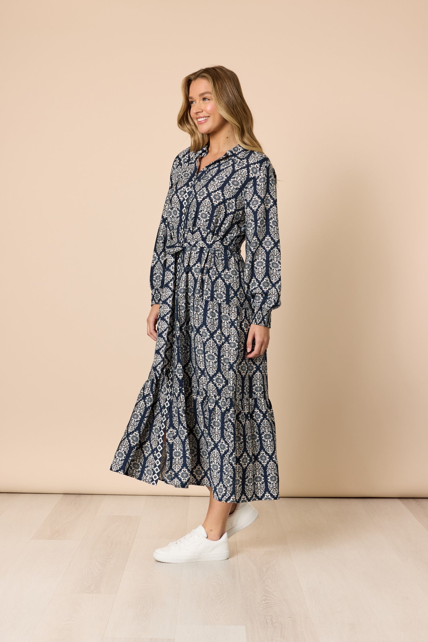 Lola Print Dress Navy/White