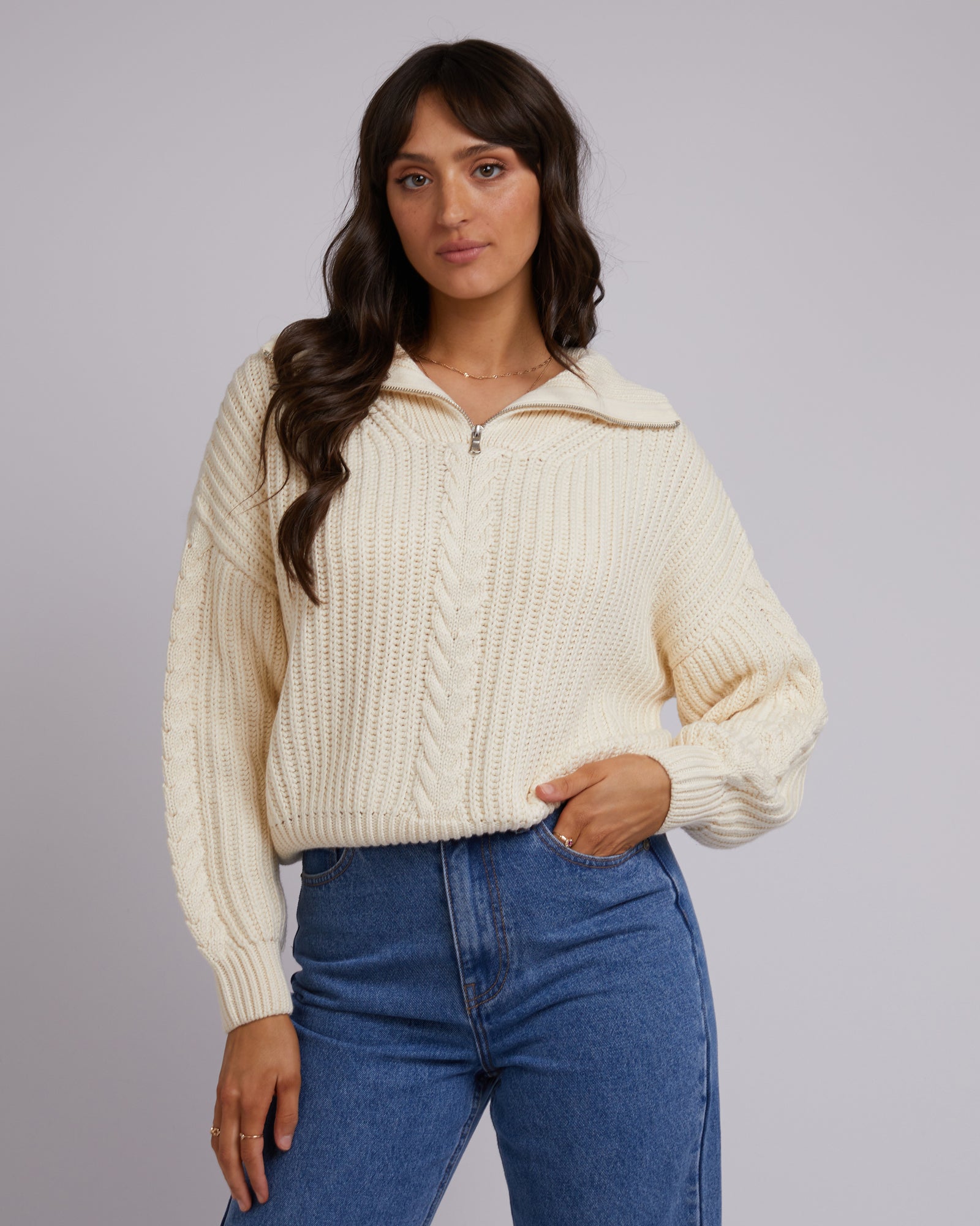 Dahlia 1/4 zip knit white