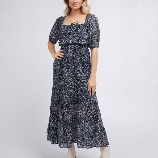 Lulu floral maxi dress navy/white