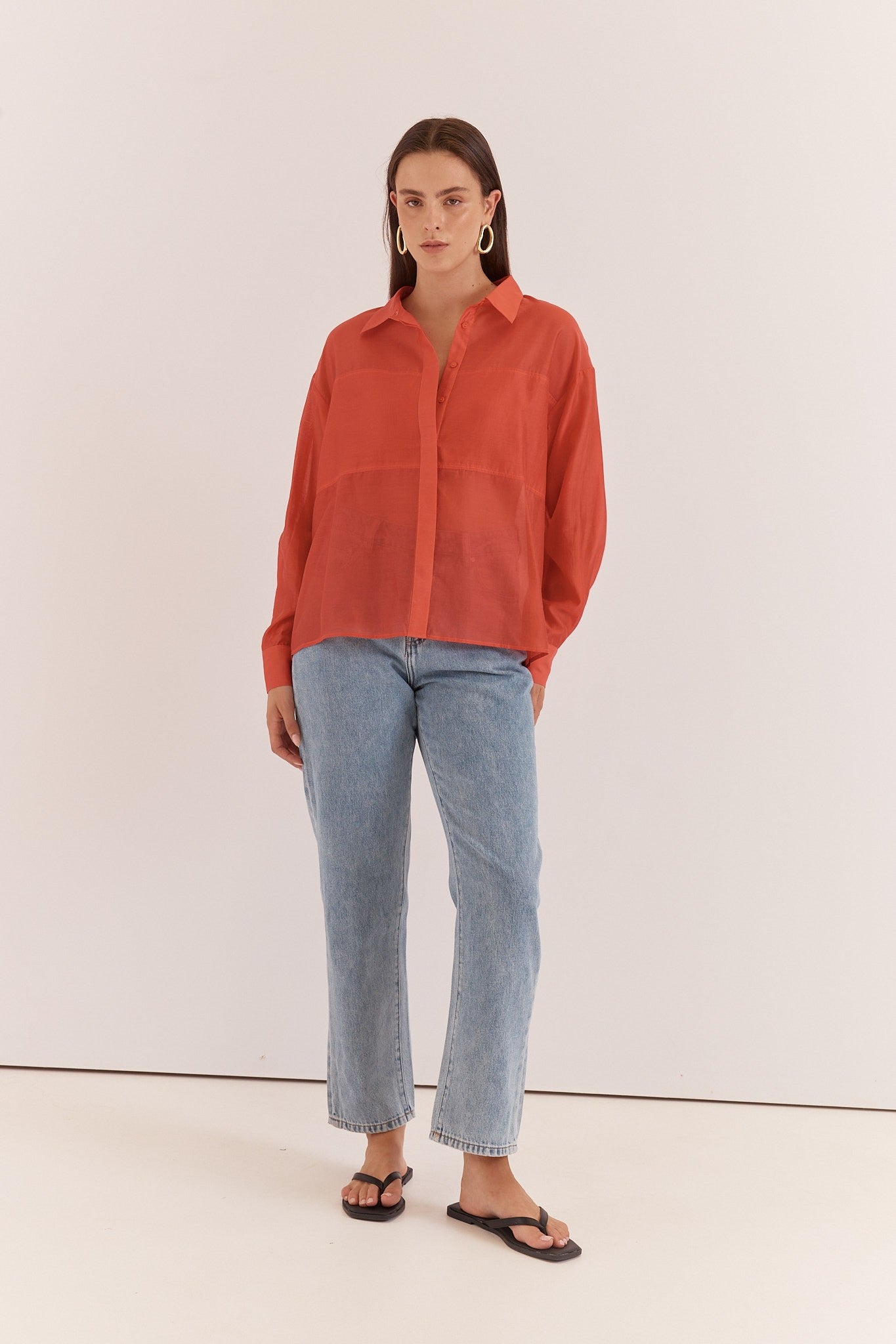 Val Oversized Shirt - burnt orange