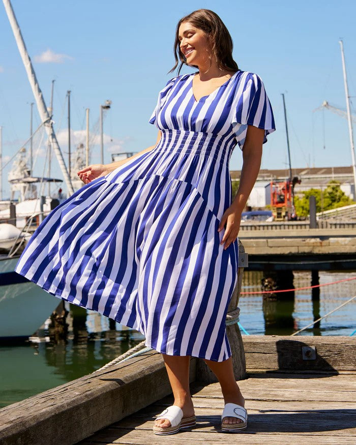 Louisa Dress Blue Stripe