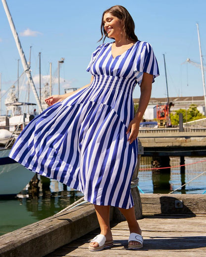 Louisa Dress Blue Stripe