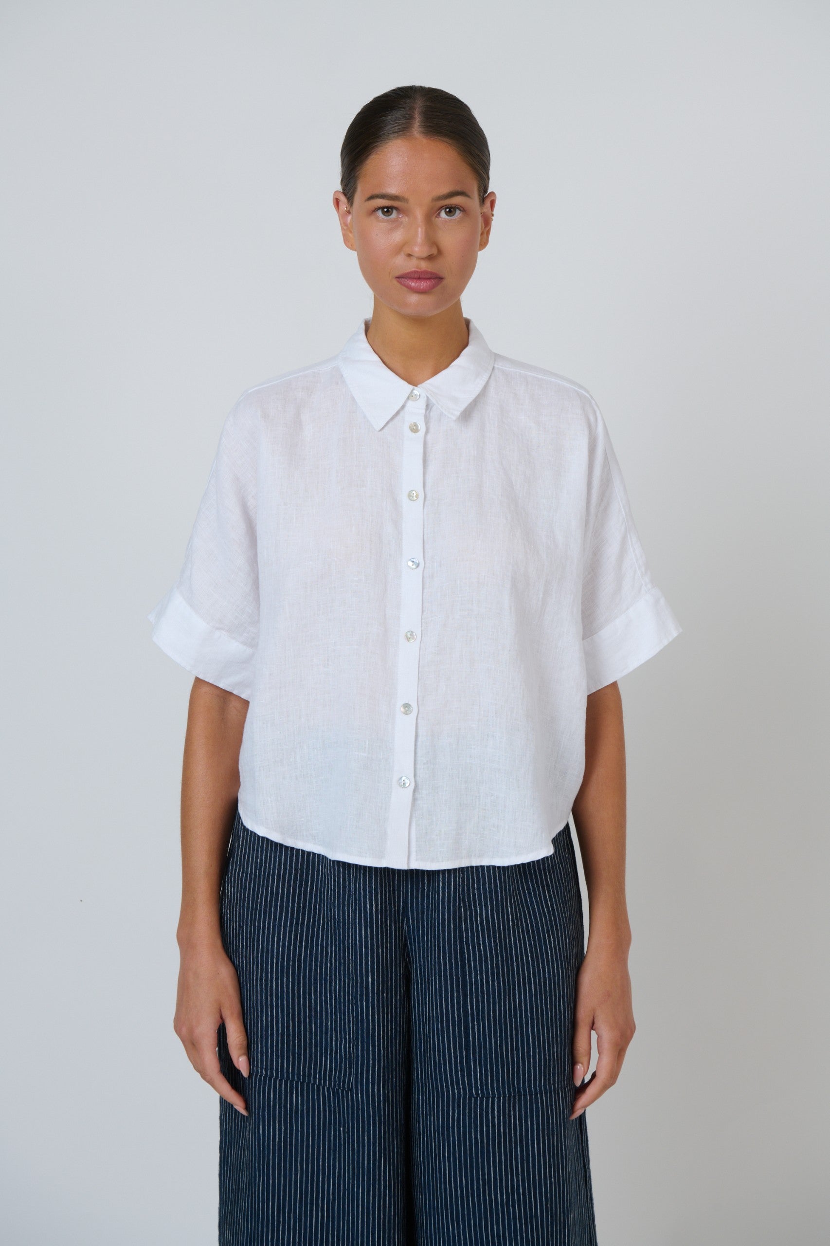 Evie linen top - white