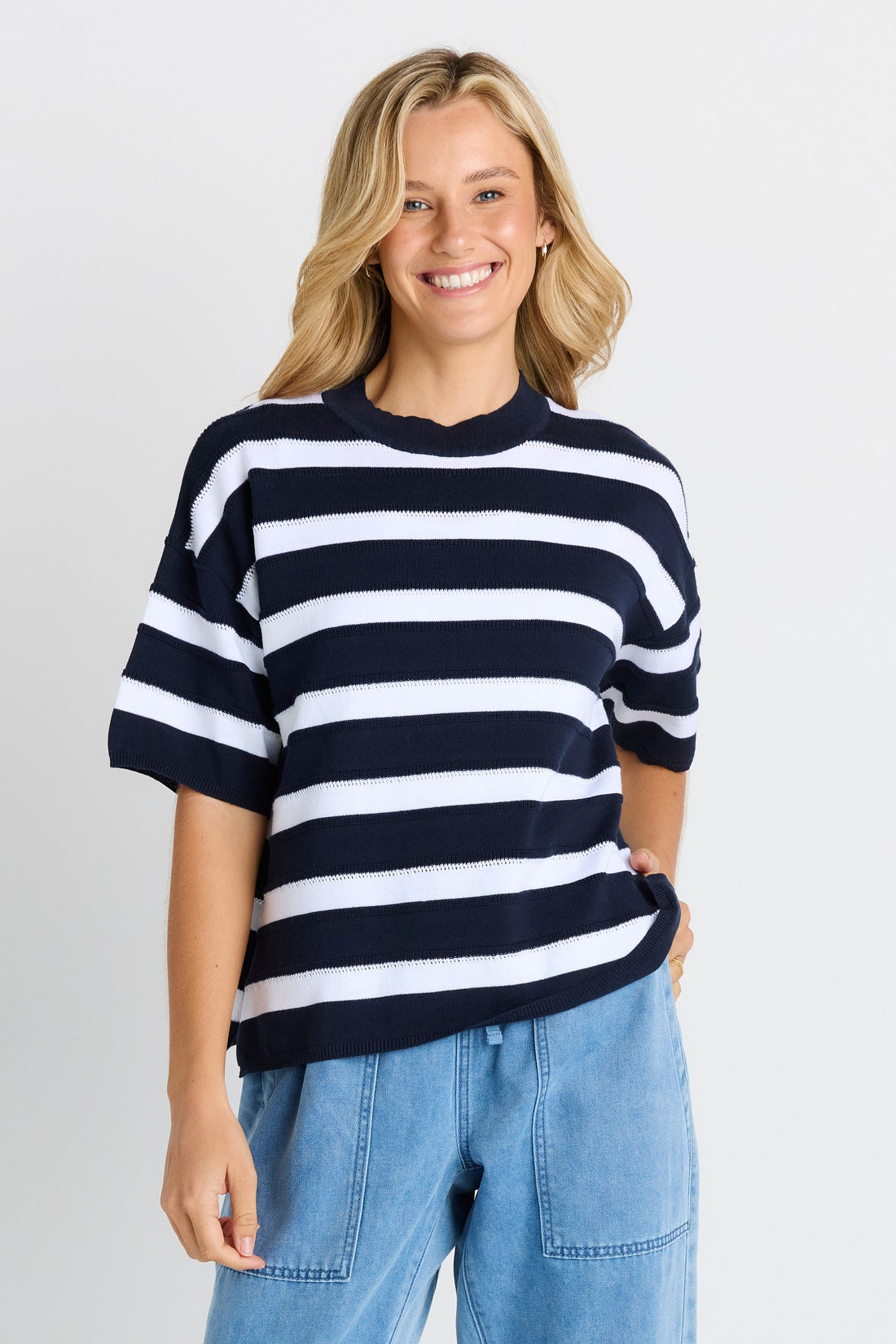 Libby Boxy Top - navy stripe