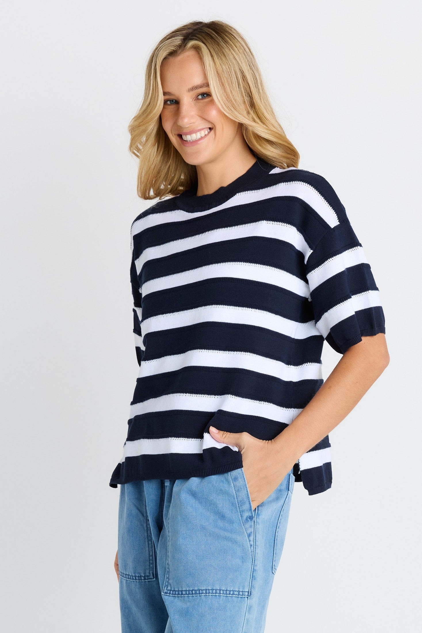 Libby Boxy Top - navy stripe