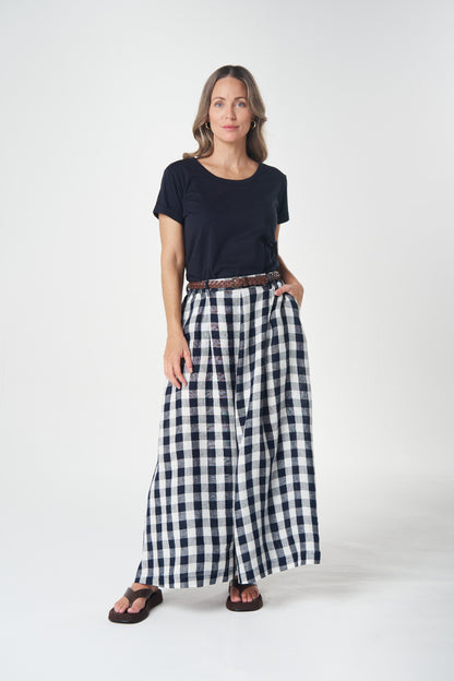 Field Maxi Gingham Skirt - navy