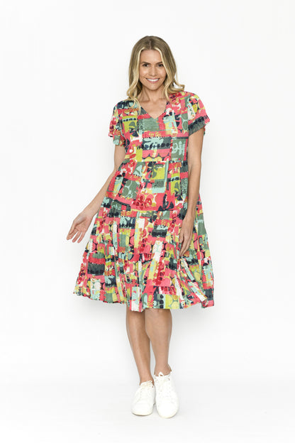 Thalia tiered cotton dress pop patch 4