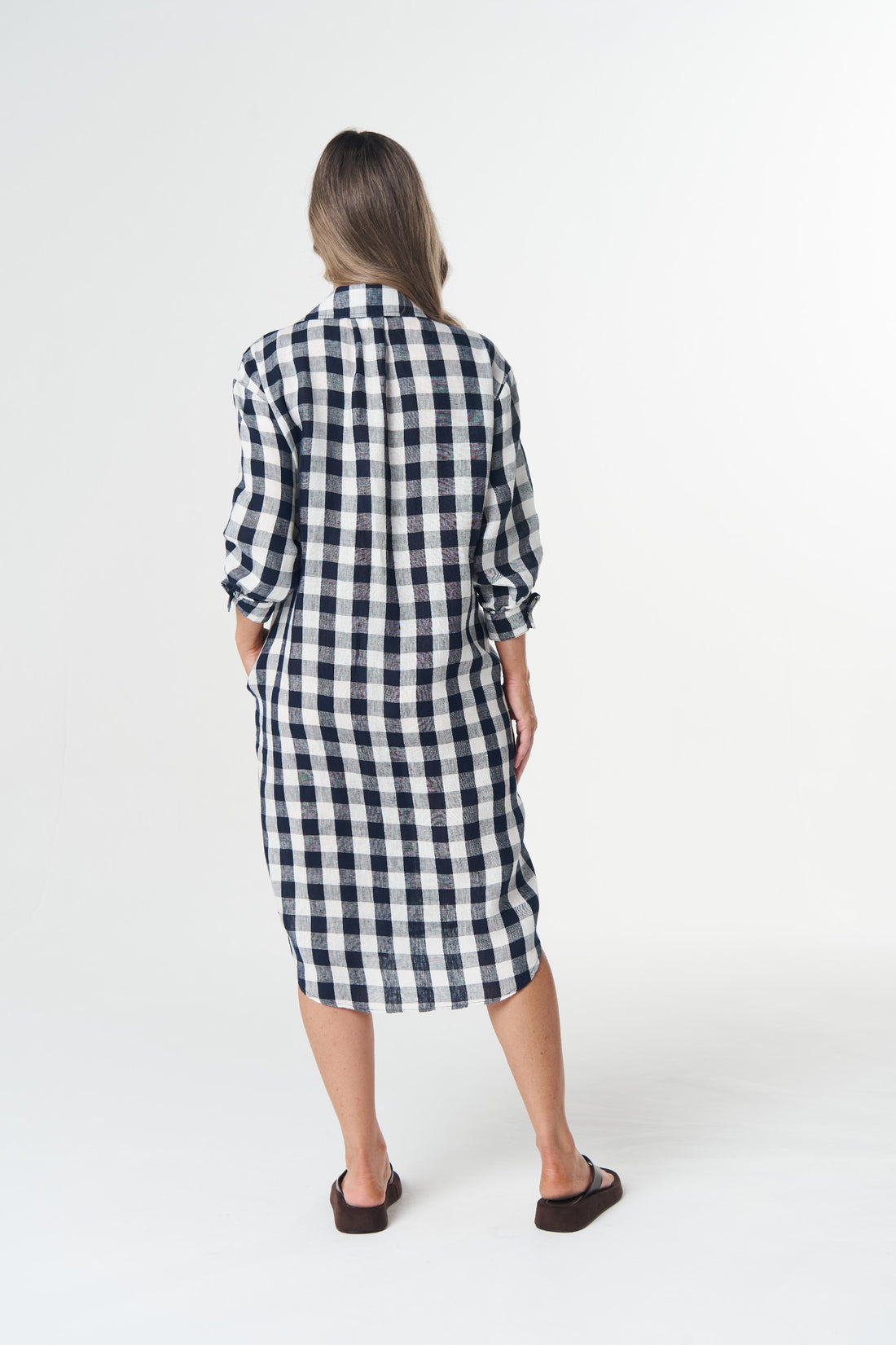 Beach Days Frill Gingham Dress - Navy