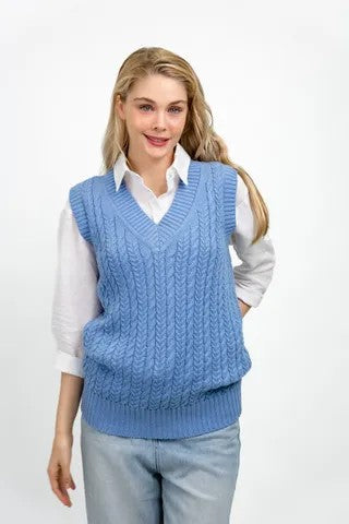 Blue knit vest