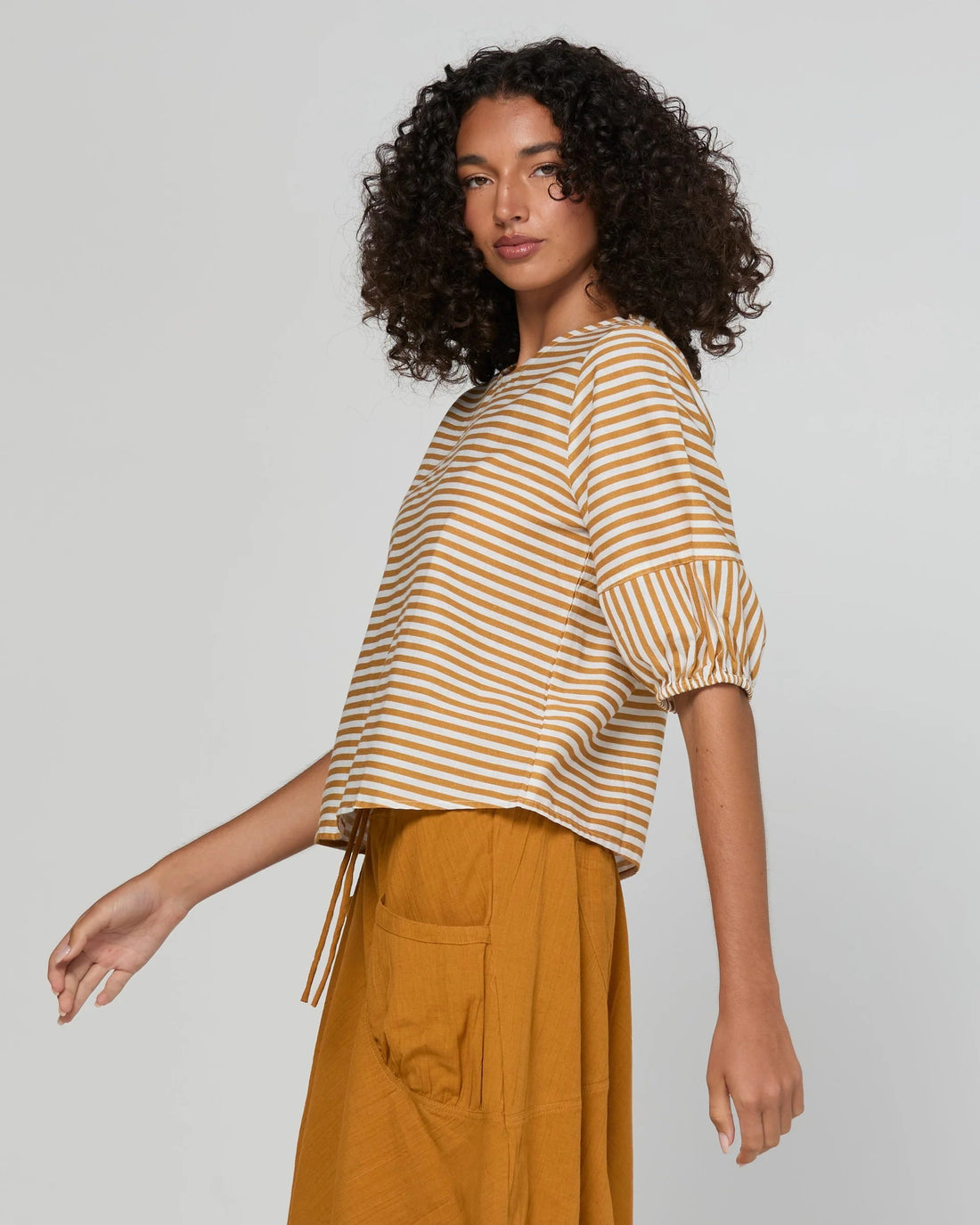 Ava Top Mustard Stripe