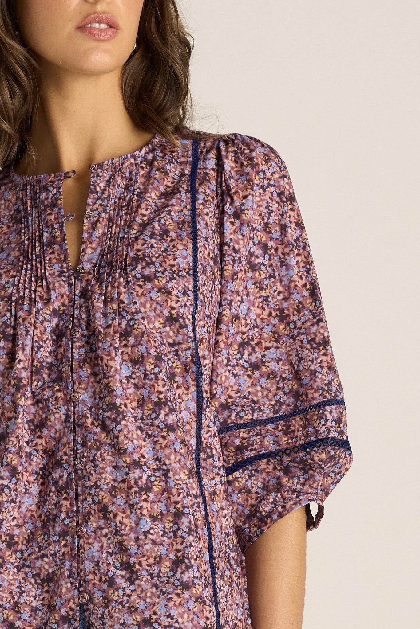 Alaia Print Lace Insert Blouse - ditzy