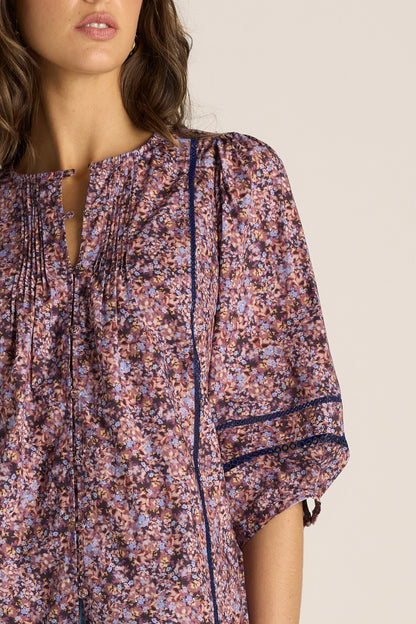 Alaia Print Lace Insert Blouse - ditzy