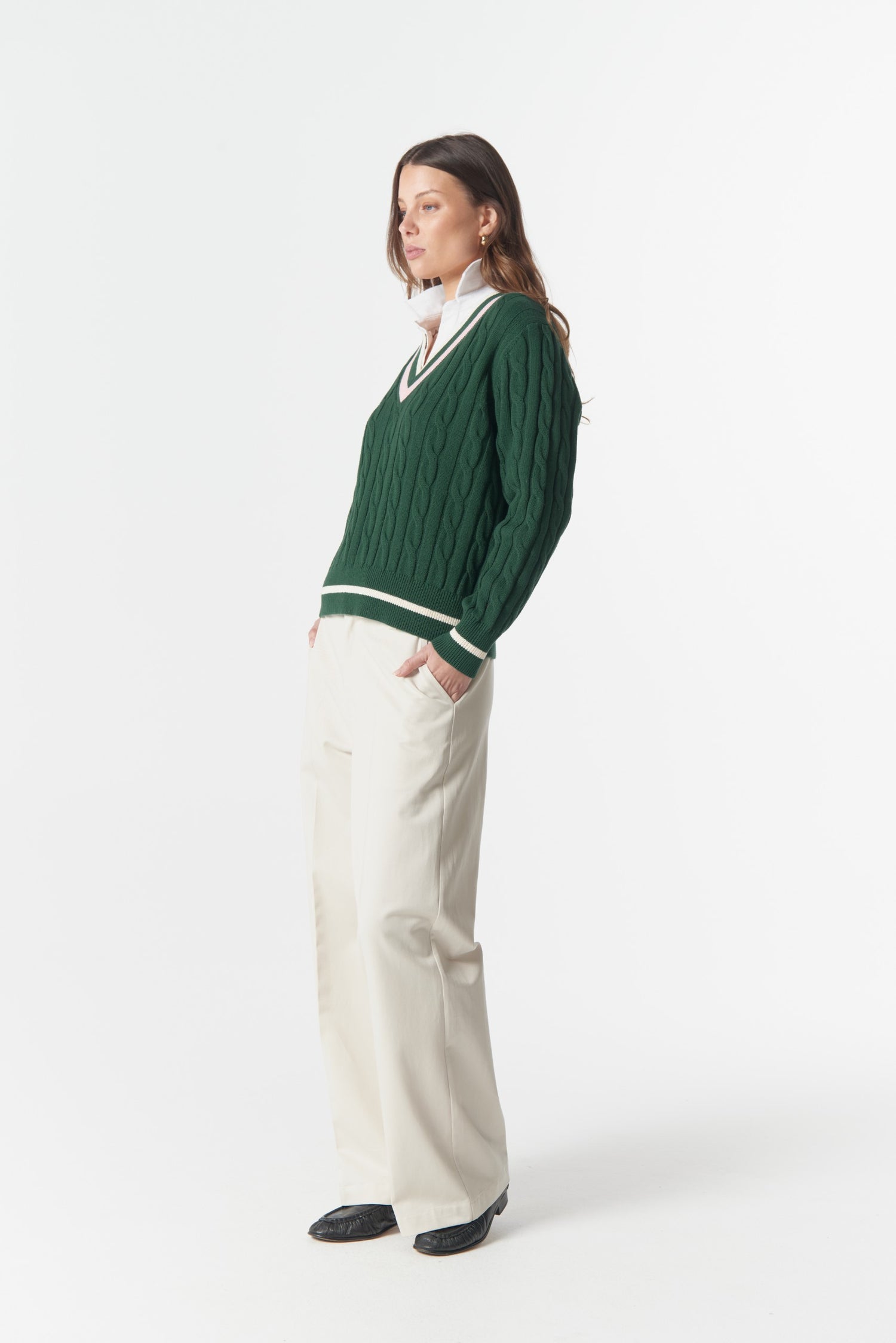 Cheeky Deep V Knit lush green