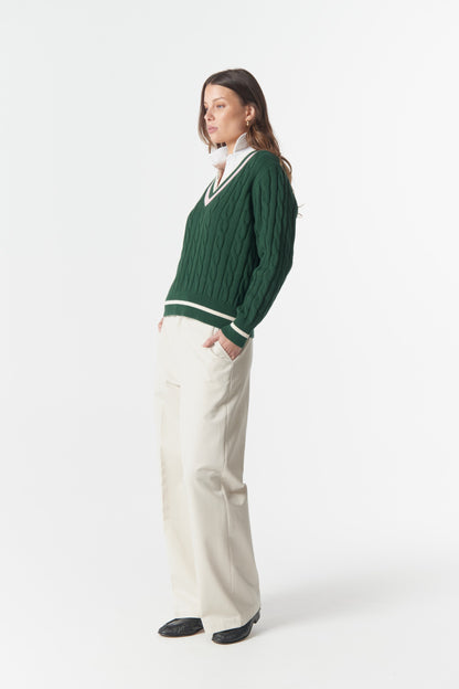 Cheeky Deep V Knit lush green