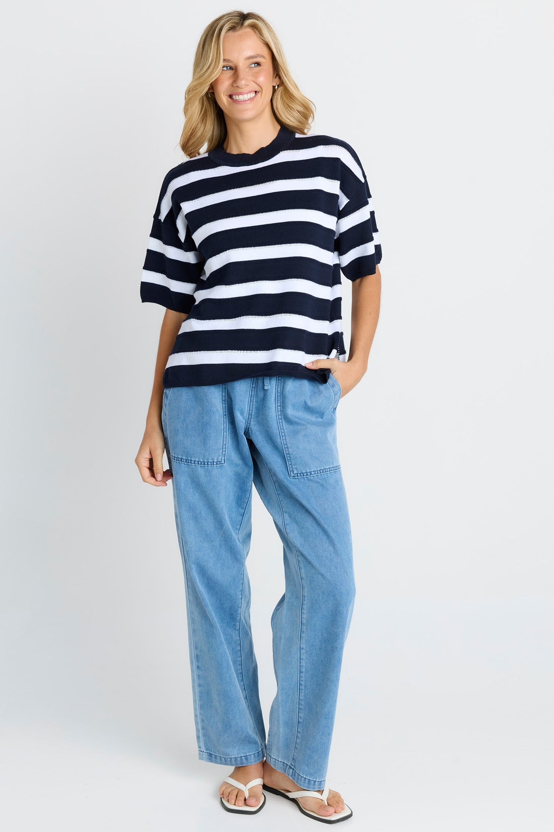 Libby Boxy Top - navy stripe