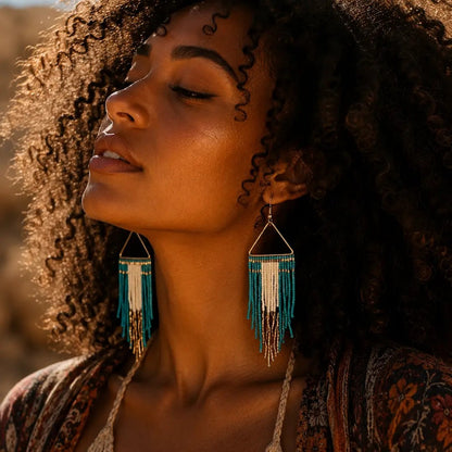 Turq Fringe Earrings