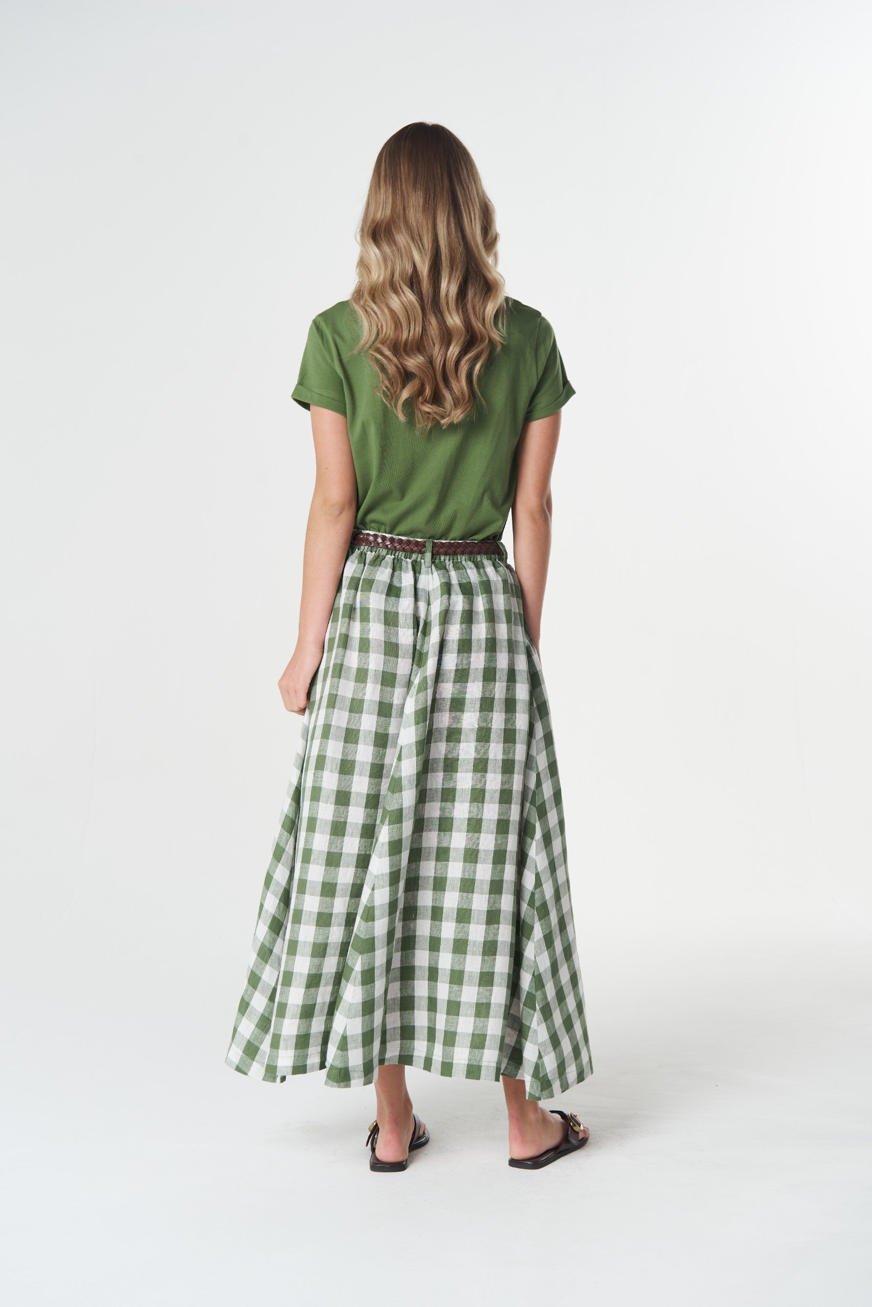 Field Maxi Gingham Skirt - cedar green