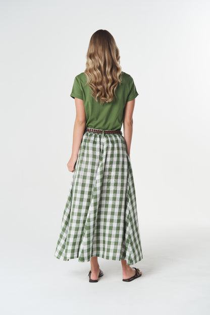 Field Maxi Gingham Skirt - cedar green