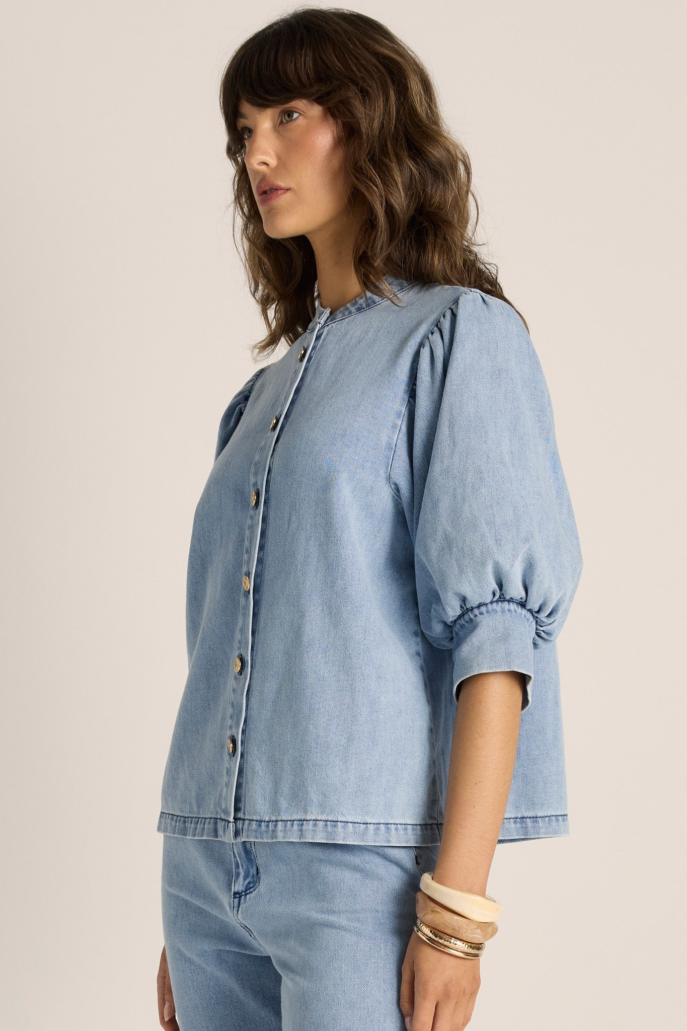Lila Denim Balloon Shirt