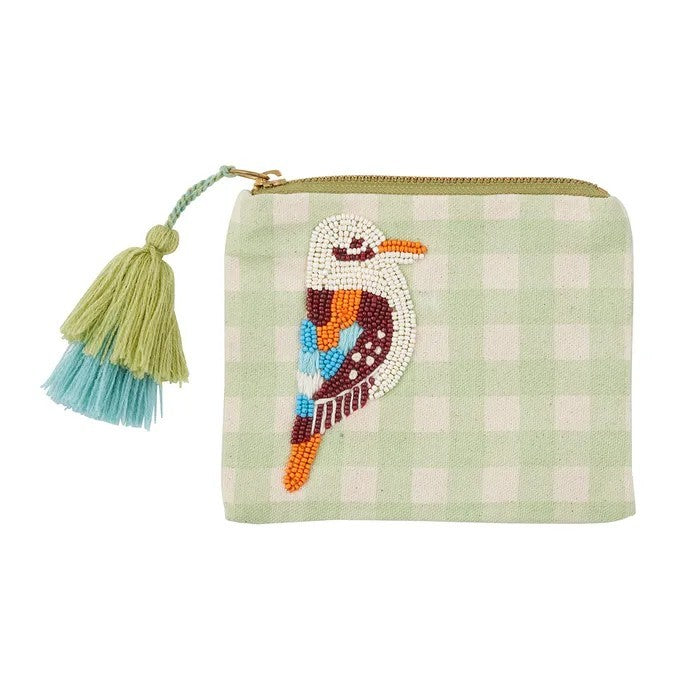Russel Embroidered cotton pouch Mint