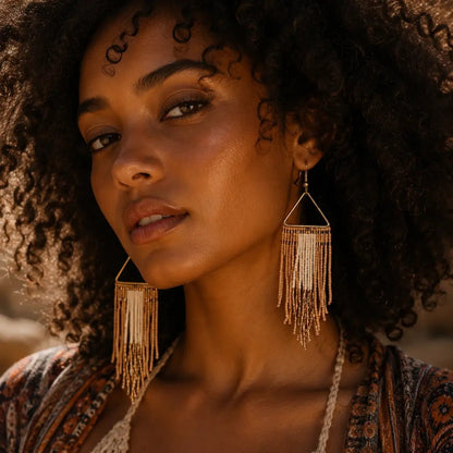 Boho Beaded Fringe Earrings