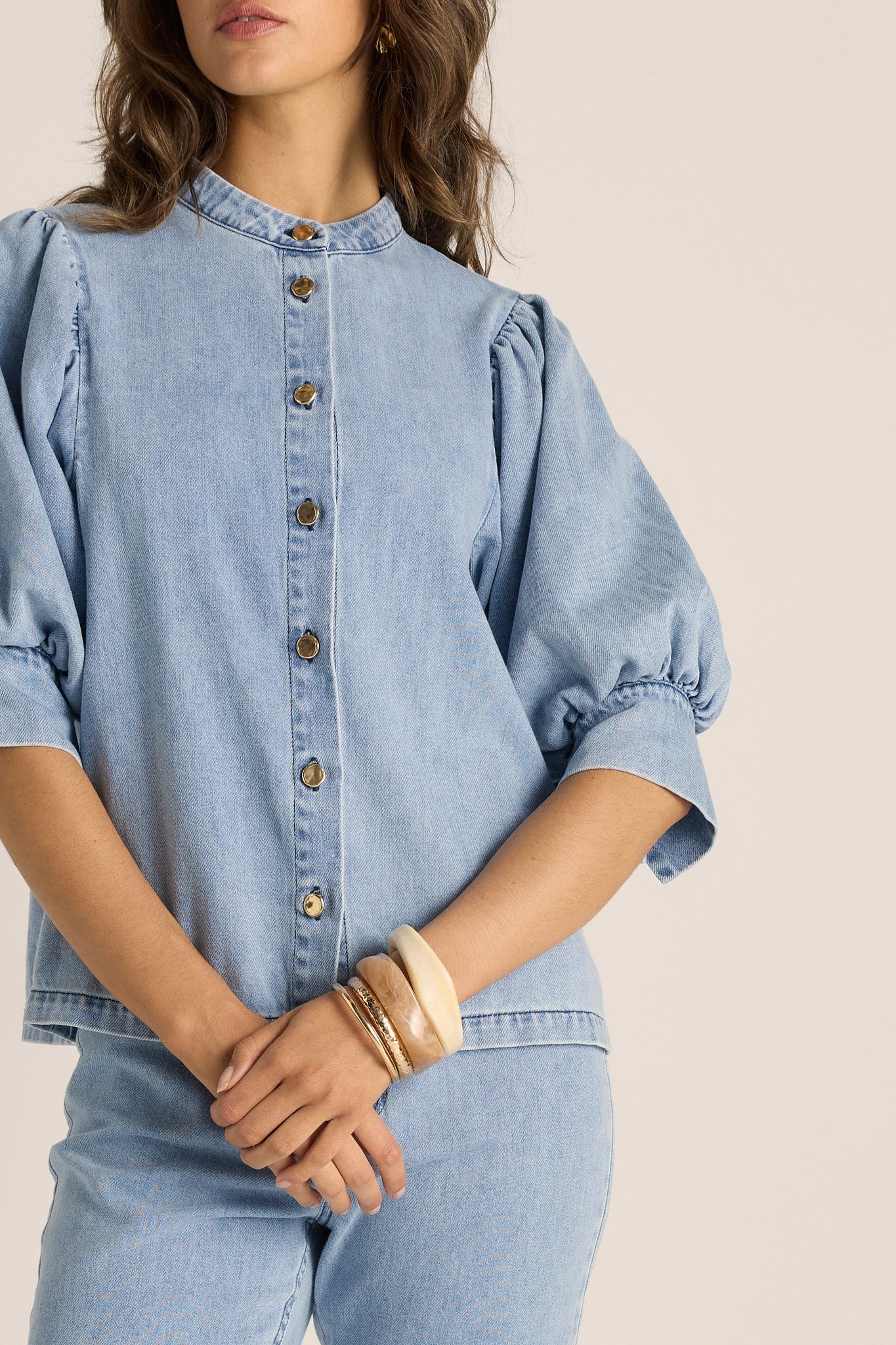 Lila Denim Balloon Shirt