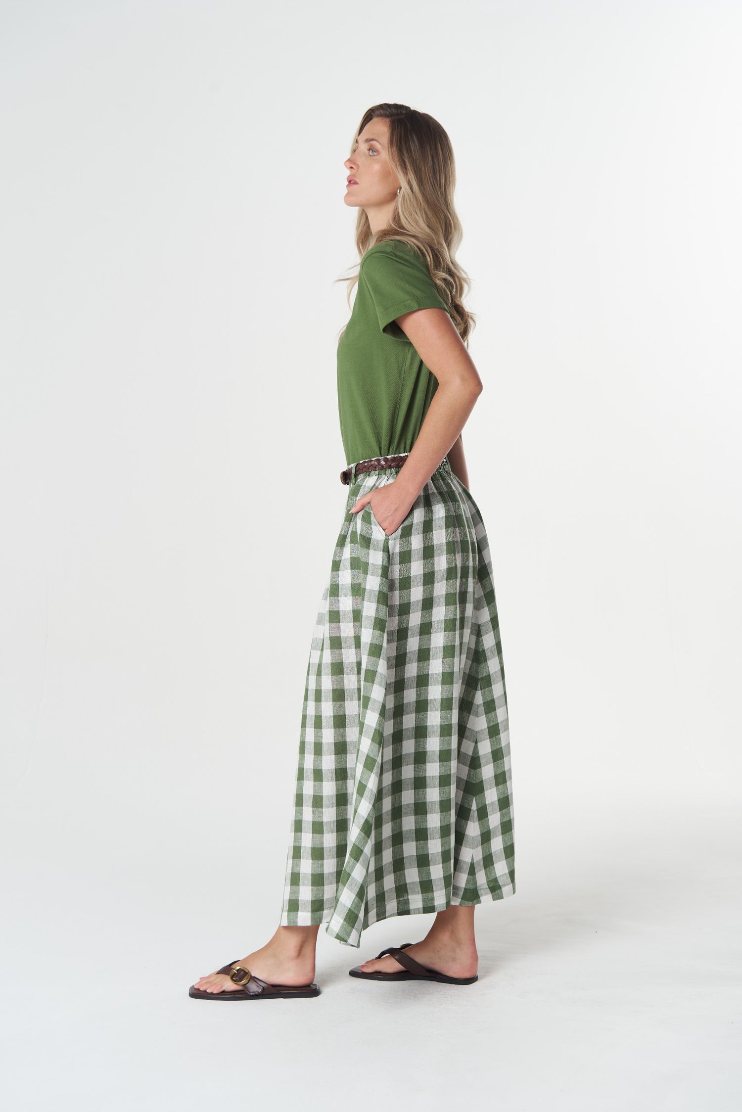 Field Maxi Gingham Skirt - cedar green