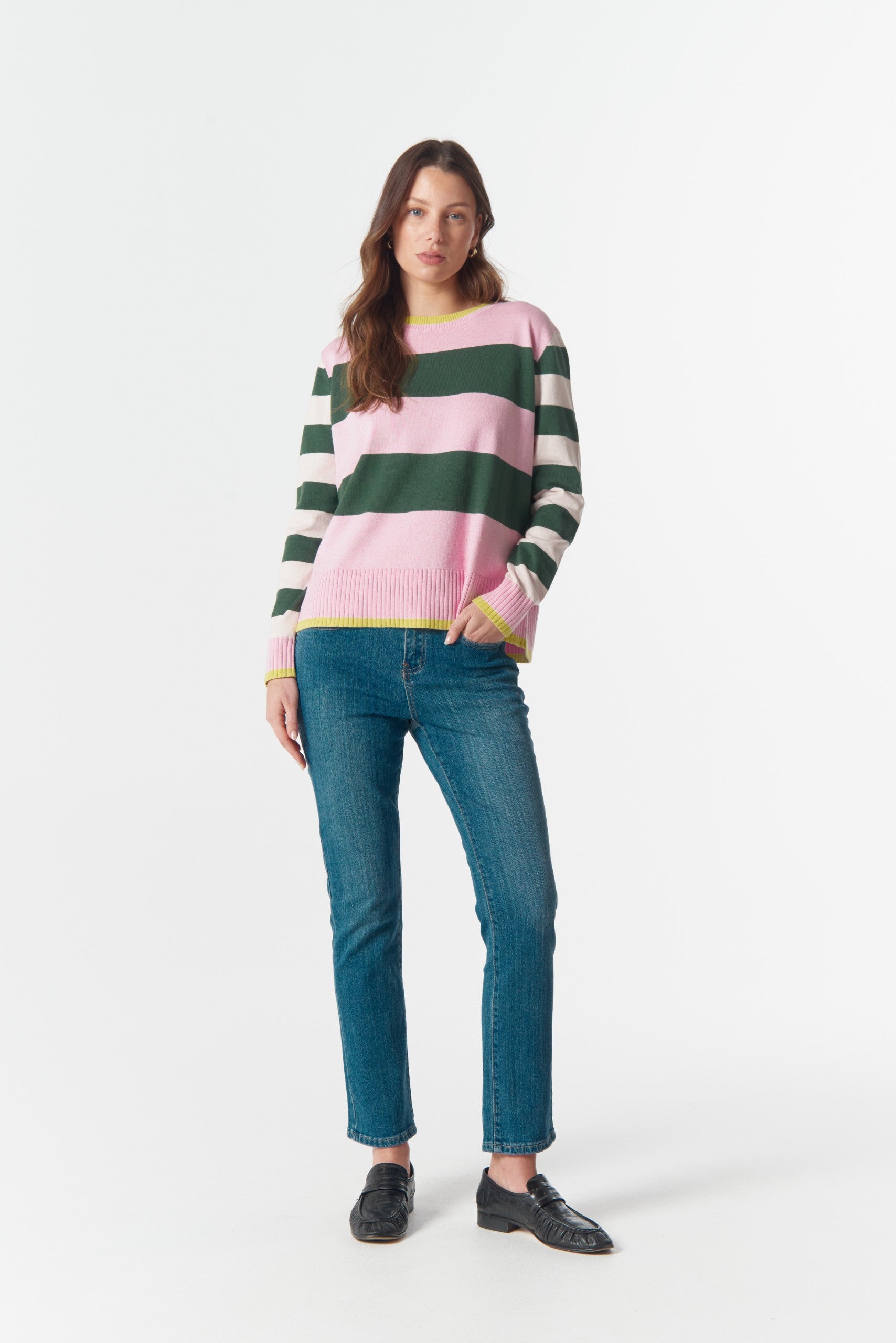 Sierra Contrast Stripe Knit lush green