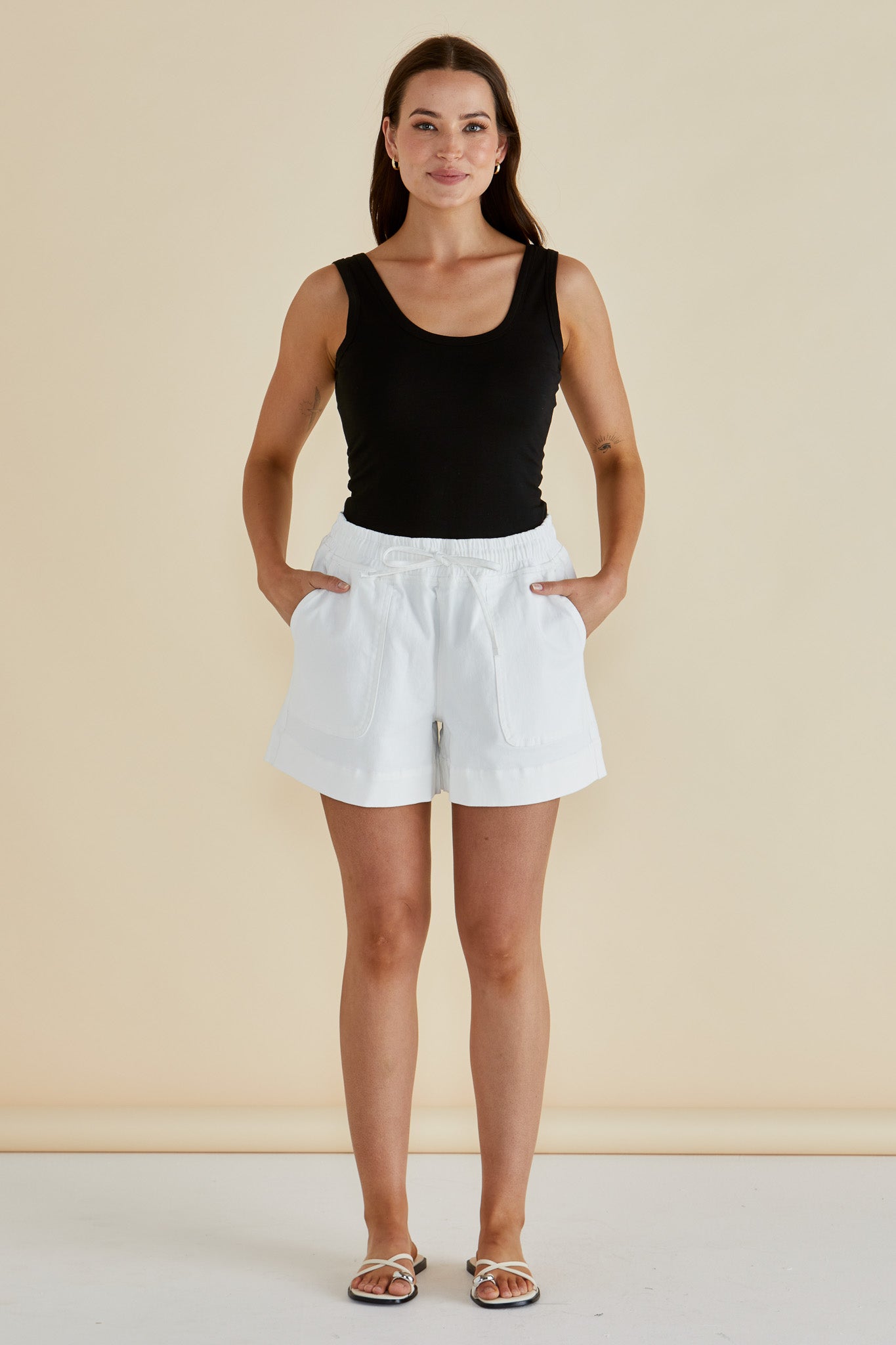 Relax denim short white