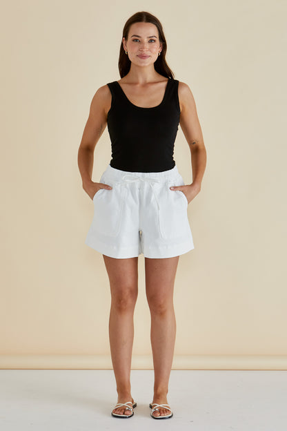 Relax denim short white