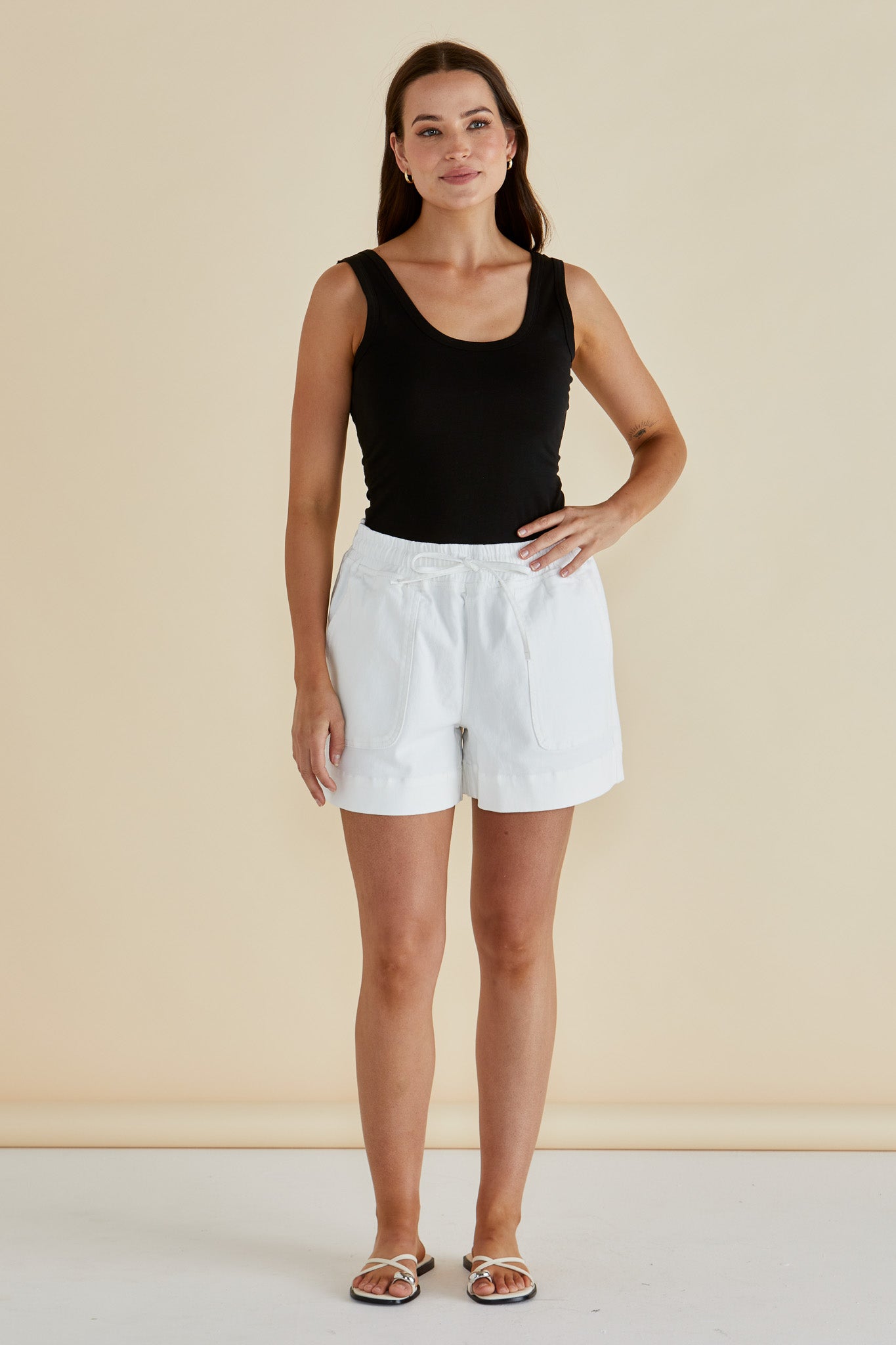 Relax denim short white