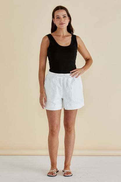 Relax denim short white
