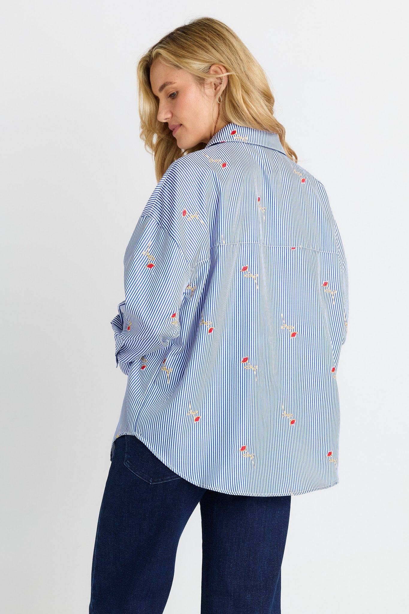 Sage Shirt- Rose stripe