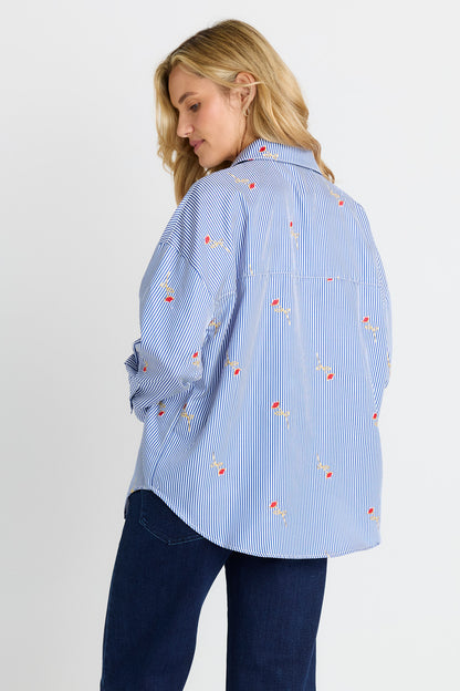 Sage Shirt- Rose stripe