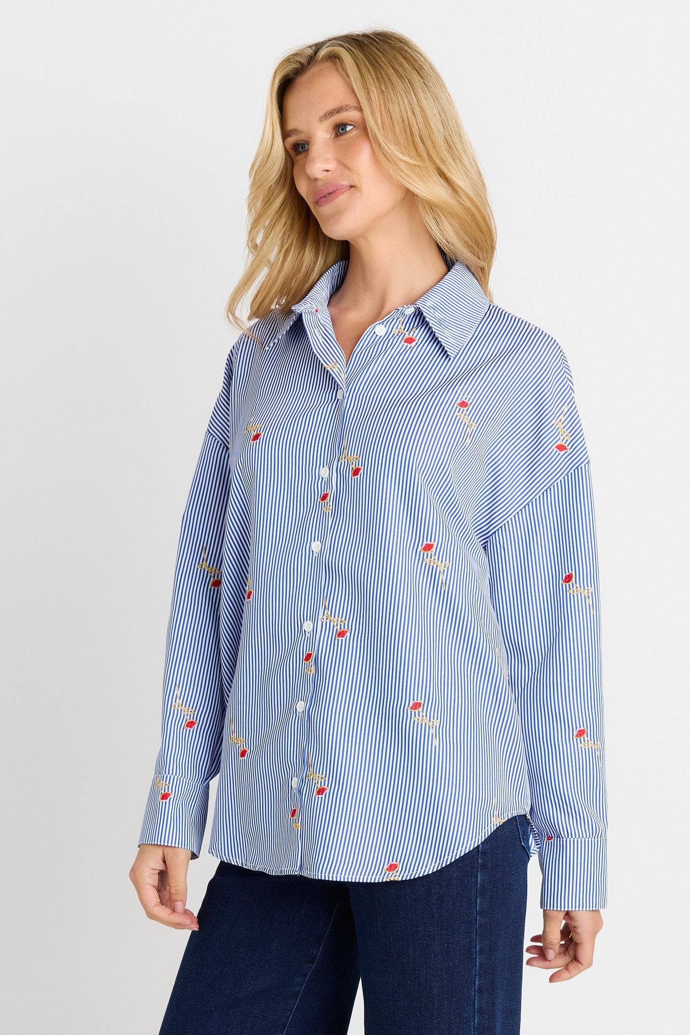 Sage Shirt- Rose stripe