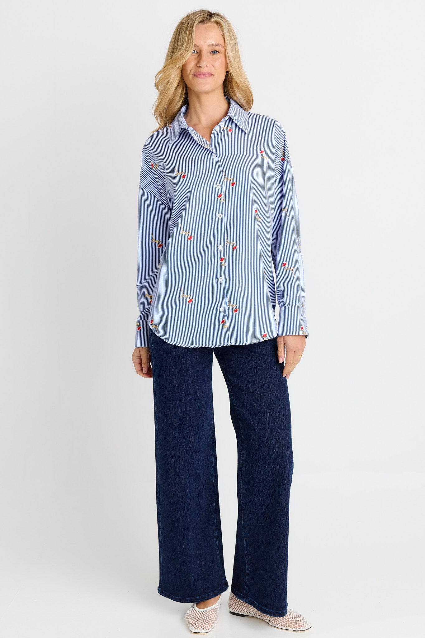 Sage Shirt- Rose stripe