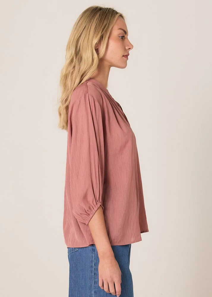 Shae Split Neck Blouse Terracotta