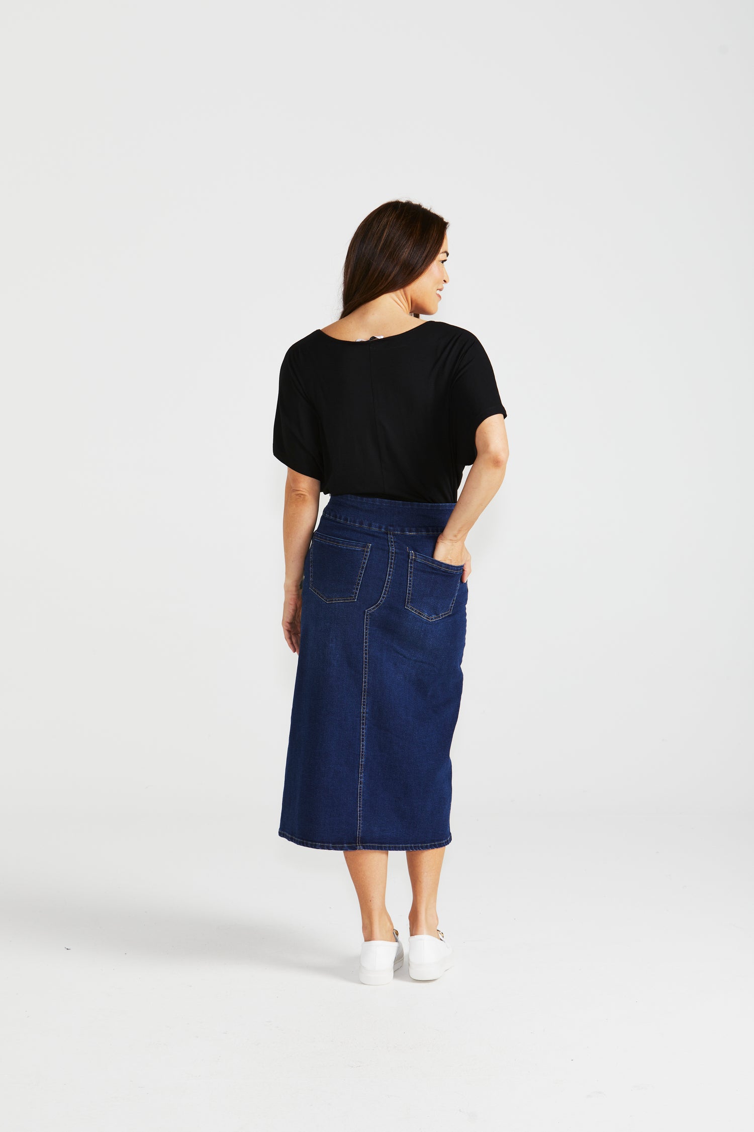 Shelby stretch denim skirt