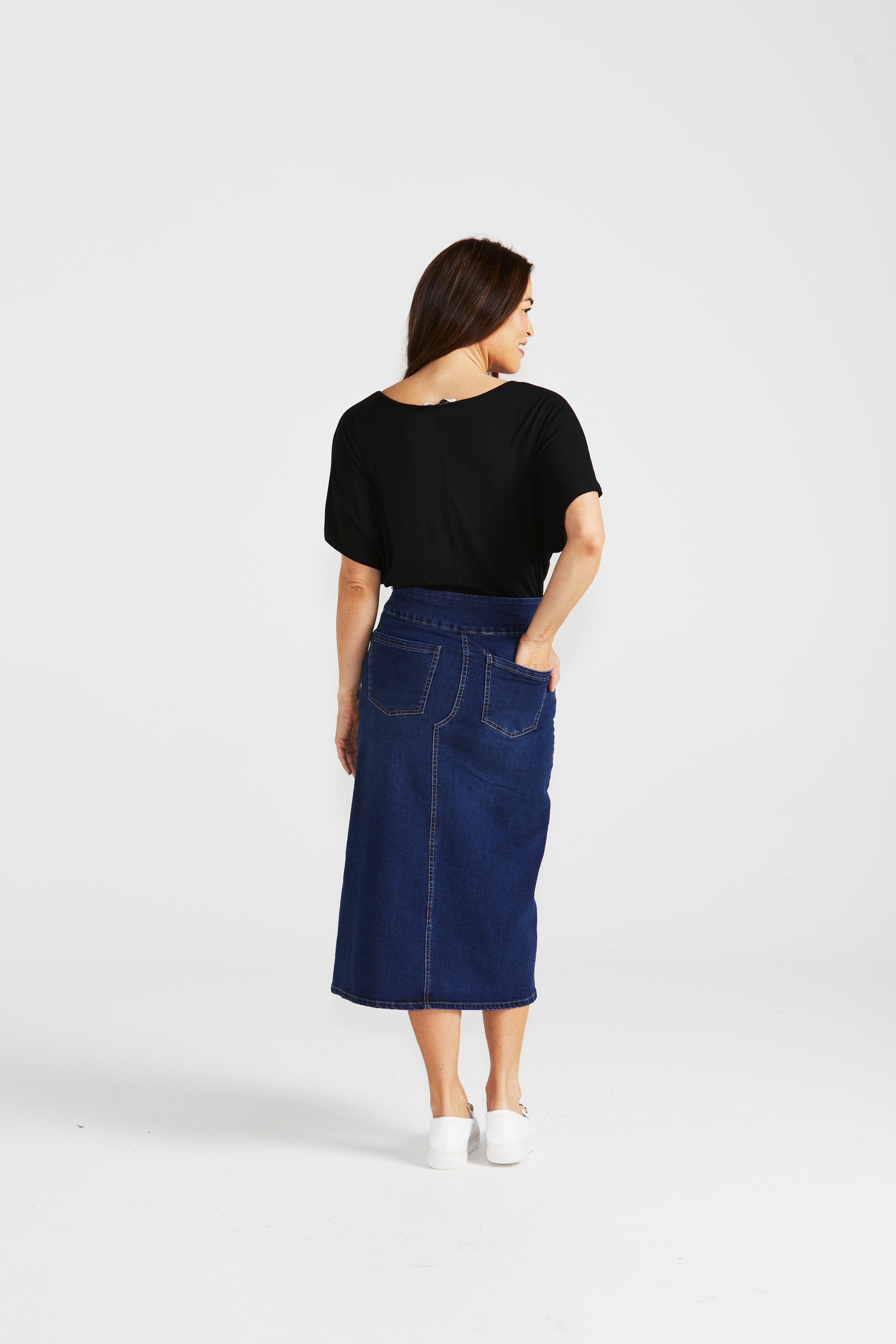 Shelby stretch denim skirt