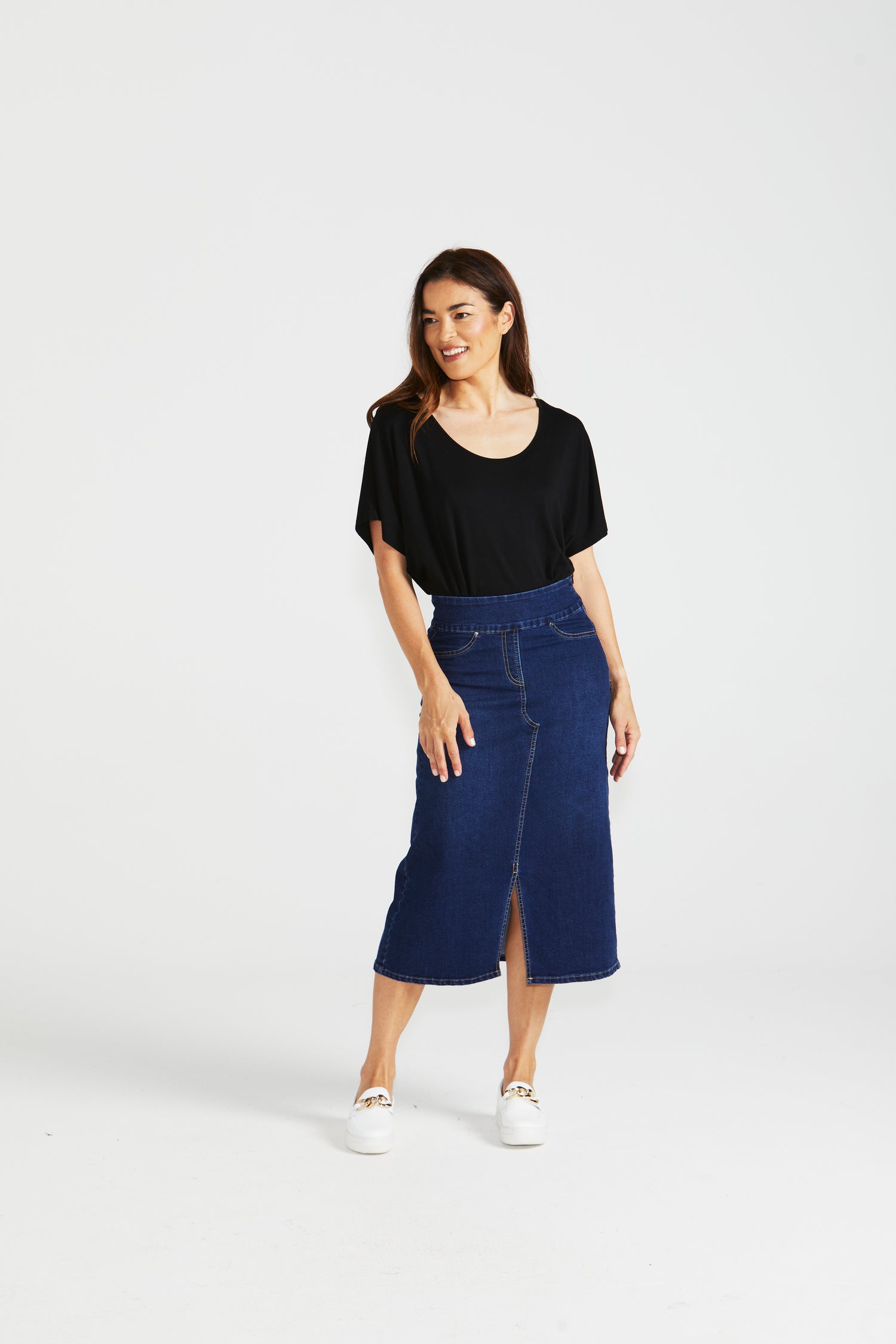 Shelby stretch denim skirt